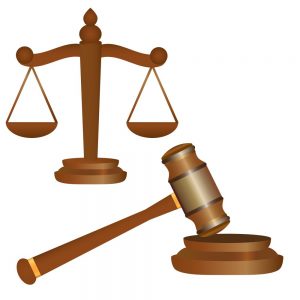 Justice scales and a gavel.