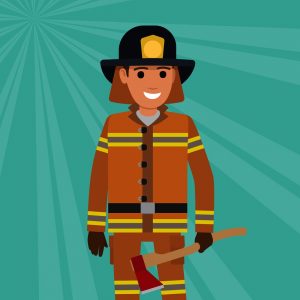 Graphic of A firefighter in uniform