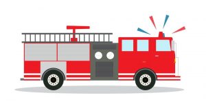 A graphic of a firetruck with it's sirens on.