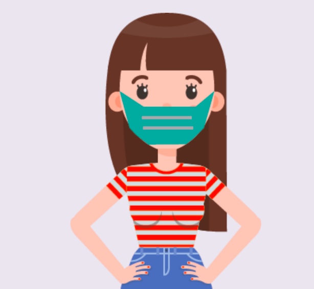 A girl wearing a mask.