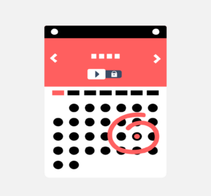 A calendar with a date circled in red.