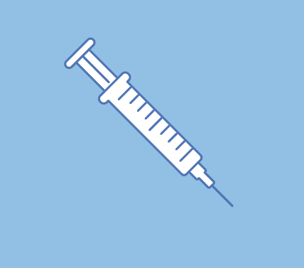 A cartoon rendering of a syringe.