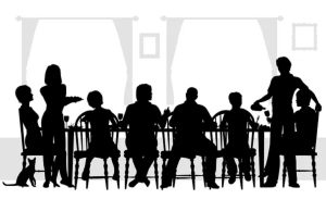 graphic of large family eating Dinner