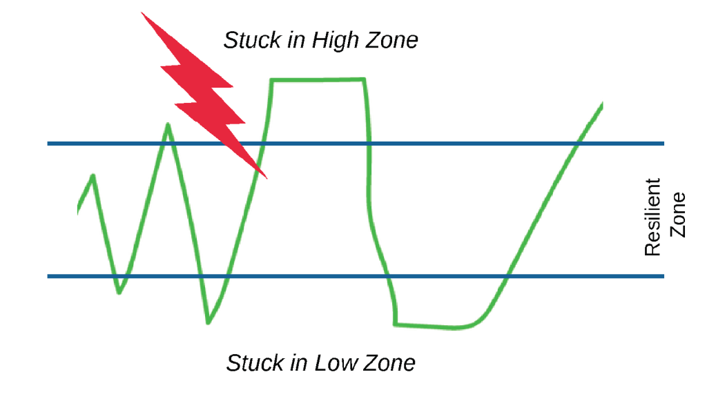 Graphic of a wavy line that is going outside of the Resilient Zone.